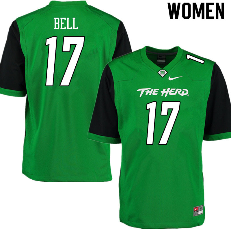 Women #17 Charles Bell Marshall Thundering Herd College Football Jerseys Sale-Gren - Click Image to Close